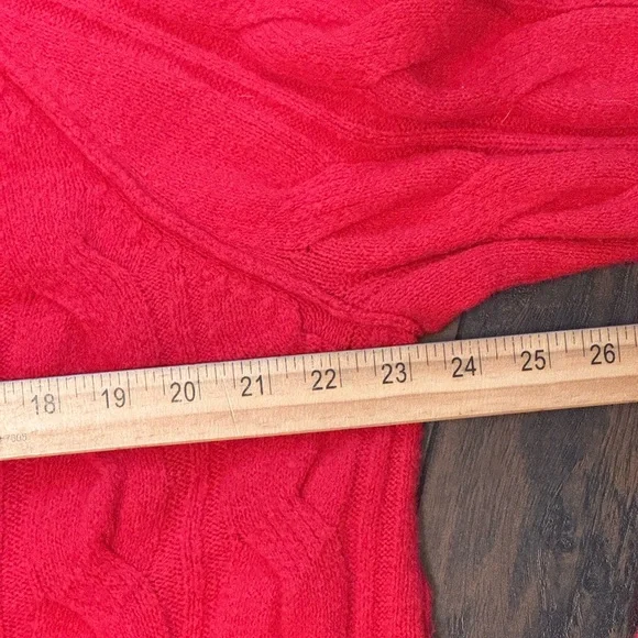 Aerie unREAL Cable Crew Sweater Oversized Solid Red Women's Size Small Cozy - Picture 6 of 14